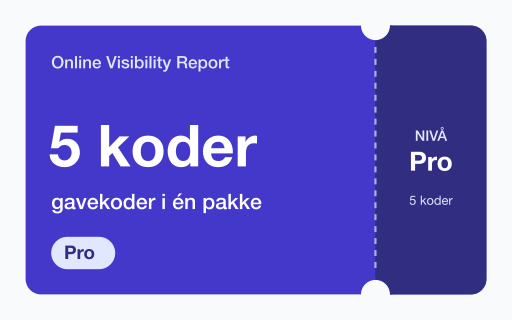 Kupongkort for Online Visibility Report: 5 gavekoder for Pro-rapporter.