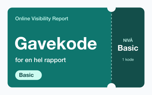Kupongkort for Online Visibility Report: gavekode for én hel Basic-rapport.